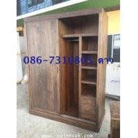 ราคา ตู้เสื้อผ้าไม้สัก บานสไลด์ (6558017)