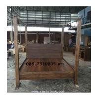 ราคา เตียงนอนไม้สัก หัวเรียบ ขาตรง มีเสามุ้ง (6600189)