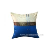 ราคา หมอนอิงผ้าไหม(เทียม) สีน้ำเงิน แต่งดิ้นทอง แบบล้านนาประยุกต์ ของตกแต่ง ของพรีเมี่ยม (5962540)