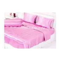 ราคา ผ้าปูที่นอน ผ้าซาตินแท้ 440 เส้น ขนาด 3.5 ฟุต สีชมพูโอรส (7072576)