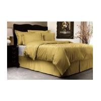 ราคา ผ้าปูที่นอนและปลอกผ้านวม (ลายริ้ว) ผ้าซาตินแท้ 440 เส้น ขนาด 6 ฟุต (6 ชิ้น) สีทองเข้ม (6851770)