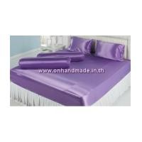 ราคา ผ้าปูที่นอนผ้าเครปซาติน 220 เส้น ขนาด 5 ฟุต 3 ชิ้น สีม่วงสว่าง (6746509)