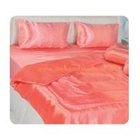 ราคา ผ้าปูที่นอนผ้าเครปซาติน 220 เส้น ขนาด 5 ฟุต 3 ชิ้น สีโอรส (6746499)