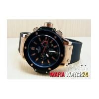 ราคา M0166 นาฬิกา Hublot Bigbang Chronograph Rose Gold ขอบPVDดำ 44.5mm. สายยางออโต้เมติก Mirror (4324192)