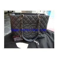 ราคา chanel grand shopping tote quilted caviar leather in gray with antigue silver chain (2951234)