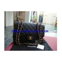 ราคา chanel classic jumbo black caviar with double gold chain (2819046)