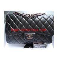 ราคา chanel jumbo classic flap black quilted lamb skin with silver hardware (2801490)
