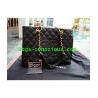 ราคา chanel grand shopping tote black caviar leather with gold chain (2722982)