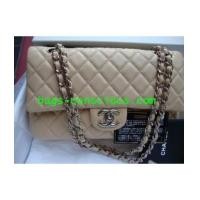 ราคา chanel medium classic flap beige color quilted lamb skin with silver chain brand new (2688148)