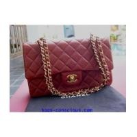 ราคา chanel classic double flap10\' brownish red quilted lamb skin gold chain (2364674)
