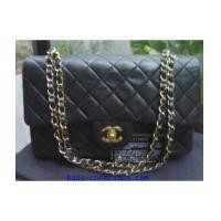 ราคา chanel medium classic vintage/double flap quilted lamb skin/gold chain (2252308)