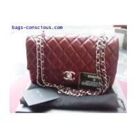 ราคา chanel medium classic double flap dark red/silver chain (2182097)