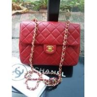 ราคา chanel red classic flap/quilted lamb skin with single gold chain8\" (1970700)