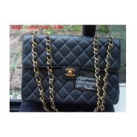 ราคา chanel classic flap12\"/quilted caviar leather with gold chain (1925511)