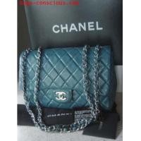 ราคา chanel classic jumbo quilted lamb skin/teal color (1916814)