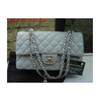 ราคา chanel classic double flap/quilted lamb skin10"/light gray (1862172)