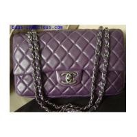 ราคา chanel classic double flap violet color10"/smokey silver chain (1811870)