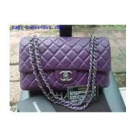 ราคา chanel classic double flap/purple/smokey silver chain10\" (1790962)