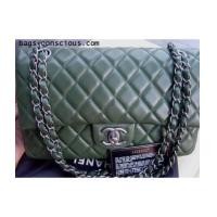 ราคา chanel classic double flap green quilted lamb skin10\" (1751143)