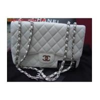 ราคา chanel classic jumbo white caviar with silver chain (1553274)