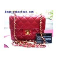 ราคา chanel red mini classic quilted lamb skin with gold hardware (1518877)