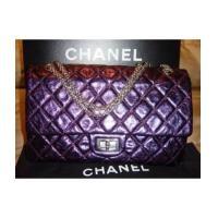 ราคา chanel reissue227 purple metallic/crackled calf skin/silver chain (1479287)