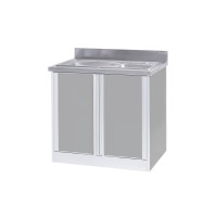 ราคา SANKI ตู้ครัวเปิด 2 บาน พร้อมอ่างซิงค์หลุมคู่ The Kitchen สีซิลเวอร์ บาน 40 (10111992)