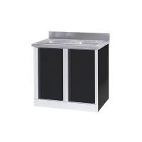 ราคา SANKI ตู้ครัวเปิด 2 บาน พร้อมอ่างซิงค์หลุมคู่ The Kitchen สีเทาดำ บาน 40 (10111988)