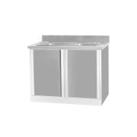 ราคา SANKI ตู้ครัวเปิด 2 บาน พร้อมอ่างซิงค์หลุมคู่ The Kitchen บาน 50 สีซิลเวอร์ (10111993)