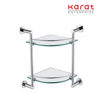 ราคา Karat ชั้นกระจกวางของแบบเข้ามุม 2 ชั้น พร้อมราวกั้น ทองเหลือง KB-11-746-50 (10237072)