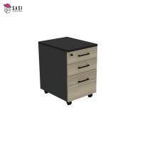 ราคา SASI ตู้เก็บเอกสารล้อเลื่อน 40x42x60 cm. 3 ลิ้นชัก สีโอ๊คลายไม้-ดำ (10247153)