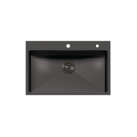 ราคา EVE อ่างล้างจาน รุ่น CARBONYTE 810/520 ฟรี ท่อน้ำทิ้งดักกลิ่น, ขวดกดน้ำยาล้างจาน PVD gunmetal, เขียงไม้พร้อมตะกร้าสะเด็ดน้ำ ดำ (10217557)