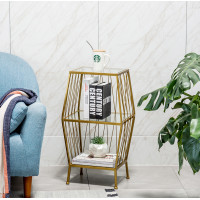 ราคา Home Studio 2 Layers Steel Side Table โต๊ะข้างโซฟาข้างเตียงเหล็กสองชั้น ทอง (10224488)