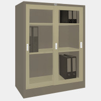 ราคา ICONIC ตู้บานเลื่อนกระจกทรงกลาง รุ่น LK-C3 เทาสลับ กว้าง 91.4 ลึก 45.7 สูง 122 ซม. (10238910)