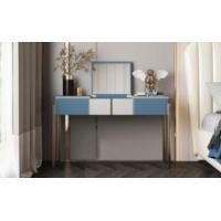 ราคา shira โต๊ะเครื่องแป้ง อะไหล่สีทองสแตนเลส มีกระจกในตัวสามารถพับเก็บได้ BLUE&WHITE L120*D45*H75cm (10254843)