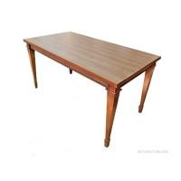 ราคา SSF โต๊ะอาหารไม้ ผลิตใหม่ ขนาด 4-6 ที่นั่ง ขาไม้สัก ตกแต่งลาย ท๊อปลายไม้ สีเข้ม (10310411)