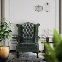ราคา One Emperor armchair Green two tone หนังวัวแท้ Luxury Sofa ทรงสูง (10328749)
