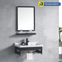 ราคา HOMEONETECH_ ชุดอ่างล้างหน้าพร้อมกระจก สีดำ-2 SET B (10339982)