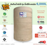 ราคา JUMBO ถังเก็บน้ำ รุ่นบิ๊กอีโค่-แกรนิต 6000 ลิตร ตราช้าง (จัมโบ้) สีทราย แกรนิต 6000 ลิตร (10373148)