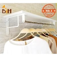 ราคา BIH ชั้นไม้ติดผนัง 30x90cmพร้อมราวแขวนผ้ายาว 85 ซม. ขาว (10426684)