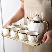 ราคา Kitchenhouse.B ชุดแก้วชากาแฟขอบทองพร้อมเหยือกและถาดรอง ขาวขอบทอง (10386330)