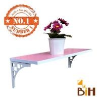 ราคา BIH ชุดชั้นไม้ติดผนัง พร้อมฉากรับชั้นเหล็ก ขนาด 20x60x1.6 cm ชมพู+ฉากขาว (10421435)