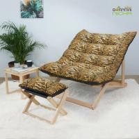 ราคา Baanmainicha เก้าอี้ปรับนอนสำหรับพักผ่อน ไม้ยางพารา เบาะลายเสือทาง (10449625)