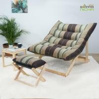 ราคา Baanmainicha เก้าอี้ปรับนอนสำหรับพักผ่อน ไม้ยางพารา เบาะลายมะลิน้ำตาล (10449631)