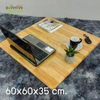 ราคา Baanmainicha โต๊ะญี่ปุ่นนั่งพื้น ไม้ยางพารา มี 2 ขนาด 60x60x35 cm. (10461140)