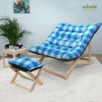 ราคา Baanmainicha เก้าอี้ปรับนอนสำหรับพักผ่อน พับเก็บได้ ขนาดใหญ่ เบาะลายสก็อตใบไม้ฟ้า (10449636)