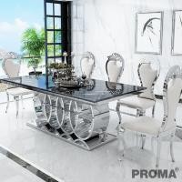 ราคา PROMA โต๊ะรับประทานอาหารหินอ่อนสุดหรูสไตล์ฝรั่งเศสวินเทจ พร้อมเก้าอี้ 6 ตัว 180 x 90 x 75 cm เงิน (10469852)