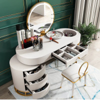 ราคา shira - เซ็ทโต๊ะเครื่องแป้ง สีขาว 50*110*80 cm โต๊ะเครื่องแป้ง+กระจกLED+เก้าอี้ (10489698)