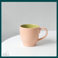 ราคา Ceramine.cei แก้วมัคเซรามิค PTMUG-0002 แก้วมัคจัมโบ้ มินิมอล สี ส้มเขียว (10481572)