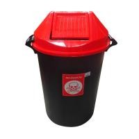 ราคา MODERN ถังขยะพลาสติก 112 ลิตร ฝาสวิง ฝาสีแดง |BAI| ถังสีดำ (10519342)